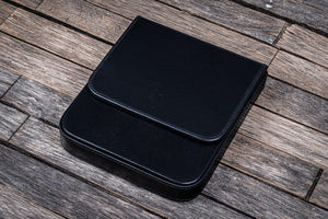 Handmade Black Leather Magnum Opus 6 Slots Hard Pen Case with Removable Pen Tray - Galen Leather
