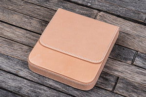 Handmade Undyed Leather Magnum Opus 6 Slots Hard Pen Case with Removable Pen Tray - Galen Leather
