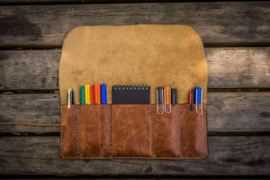 Leather Pen Roll - Rustic Brown-Galen Leather