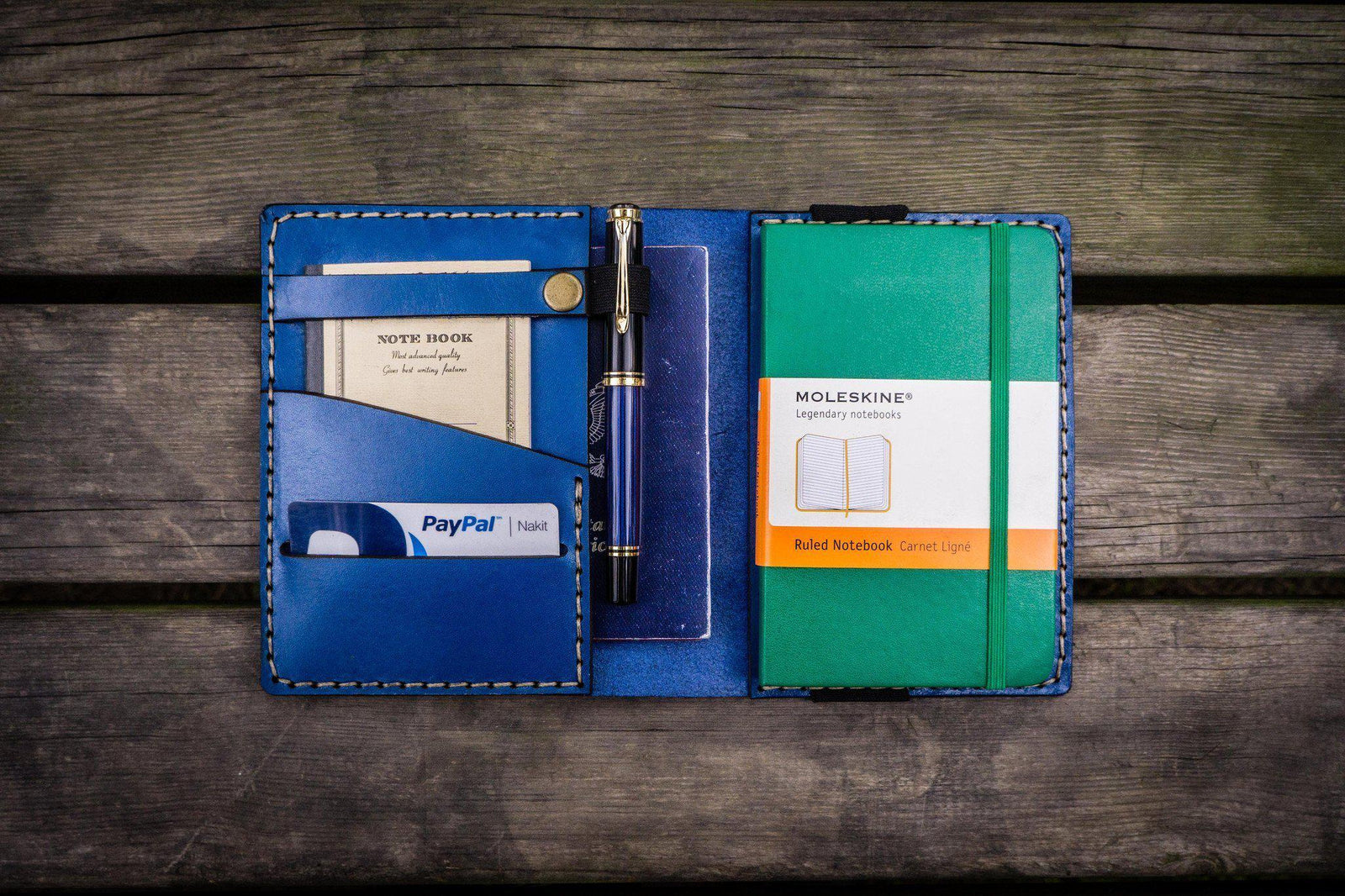 Leather Pocket Moleskine Journal Cover - Blue-Galen Leather