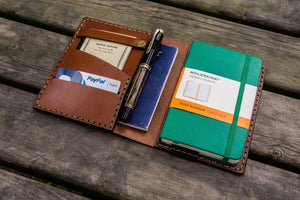 Leather Pocket Moleskine Journal Cover - Brown-Galen Leather