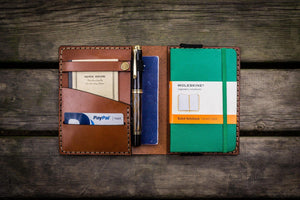 Leather Pocket Moleskine Journal Cover - Brown-Galen Leather