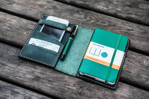 Leather Pocket Moleskine Journal Cover - Crazy Horse Forest Green-Galen Leather