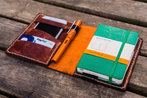 Leather Pocket Moleskine Journal Cover - Crazy Horse Orange-Galen Leather