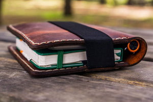 Leather Pocket Moleskine Journal Cover - Crazy Horse Orange-Galen Leather