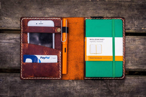 Leather Pocket Moleskine Journal Cover - Crazy Horse Orange-Galen Leather