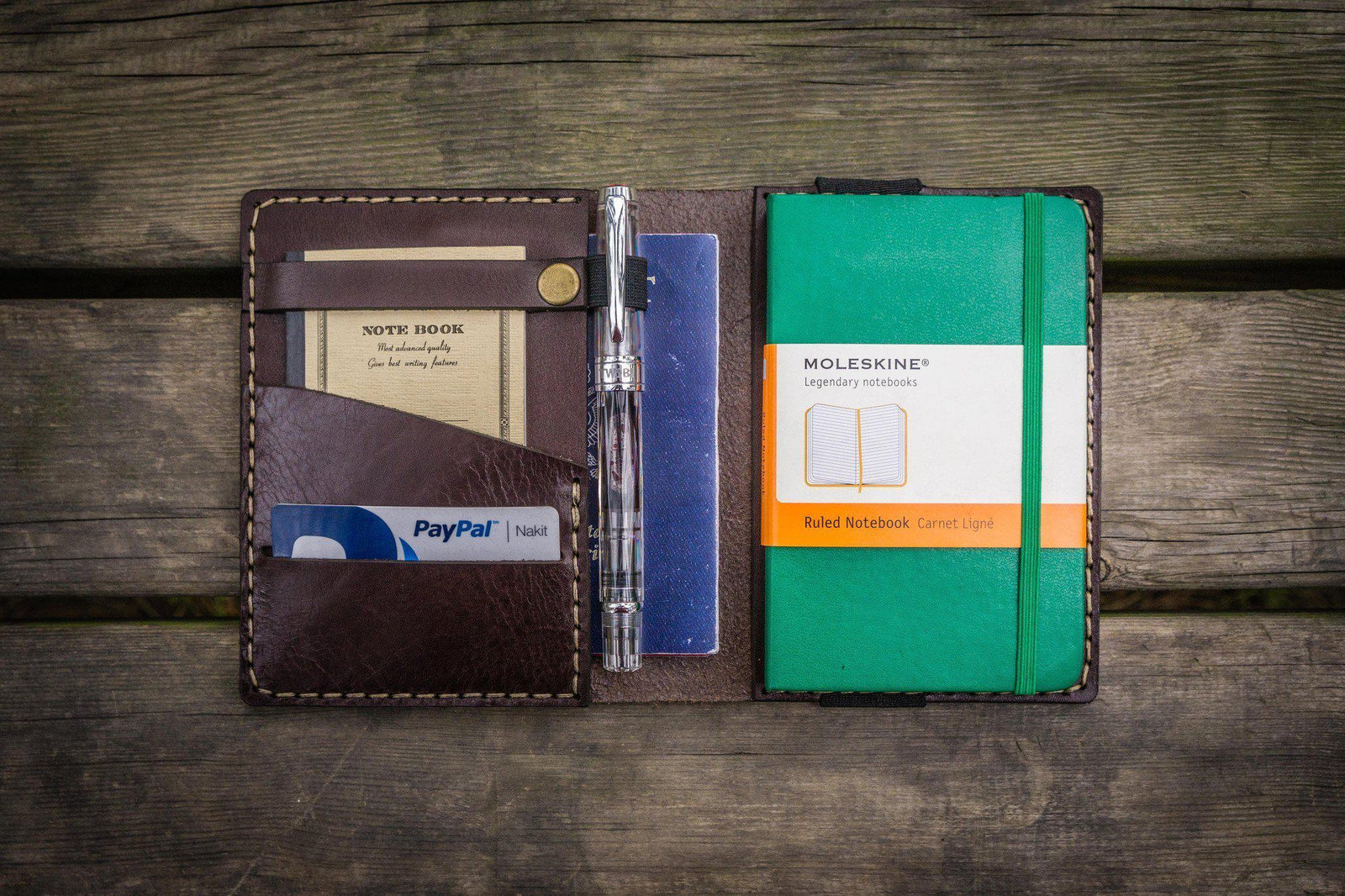 Leather Pocket Moleskine Journal Cover - Dark Brown-Galen Leather