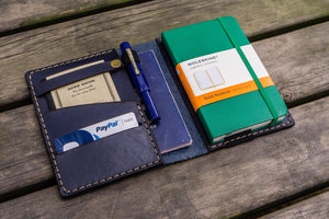 Leather Pocket Moleskine Journal Cover - Navy Blue-Galen Leather