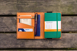Leather Pocket Moleskine Journal Cover - Orange-Galen Leather