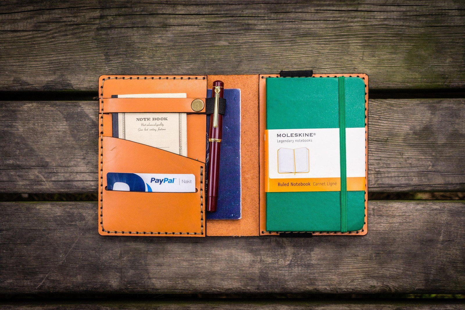 Leather Pocket Moleskine Journal Cover - Orange-Galen Leather