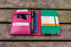 Leather Pocket Moleskine Journal Cover - Pink-Galen Leather