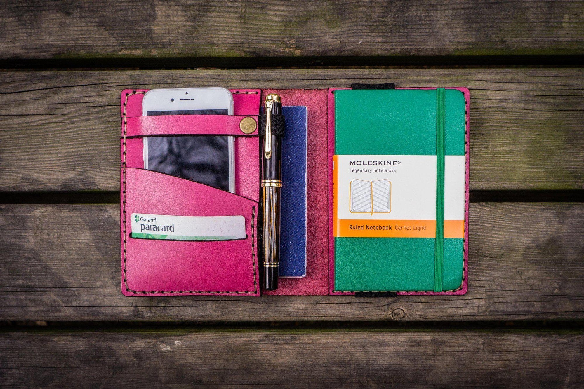 Leather Pocket Moleskine Journal Cover - Pink-Galen Leather