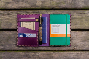 Leather Pocket Moleskine Journal Cover - Purple-Galen Leather