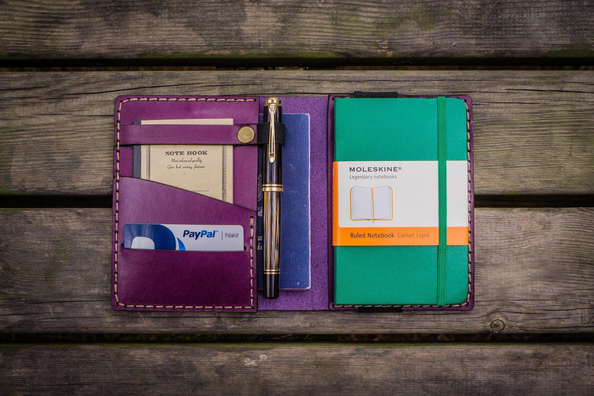 Leather Pocket Moleskine Journal Cover - Purple - Galen Leather