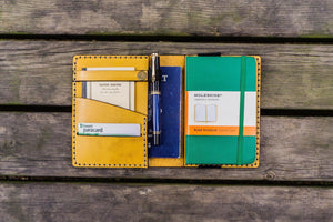 Leather Pocket Moleskine Journal Cover - Yellow-Galen Leather