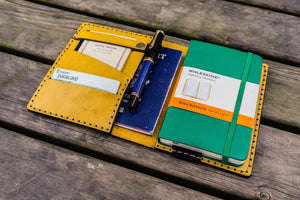 Leather Pocket Moleskine Journal Cover - Yellow-Galen Leather