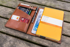 Leather Rhodia A5 Notebook & iPad Mini Cover - Brown-Galen Leather