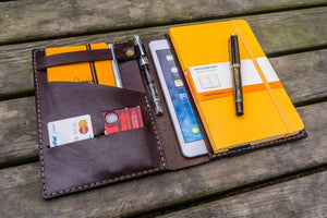 Leather Rhodia A5 Notebook & iPad Mini Cover - Dark Brown-Galen Leather