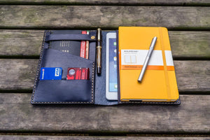 Leather Rhodia A5 Notebook & iPad Mini Cover - Navy Blue-Galen Leather