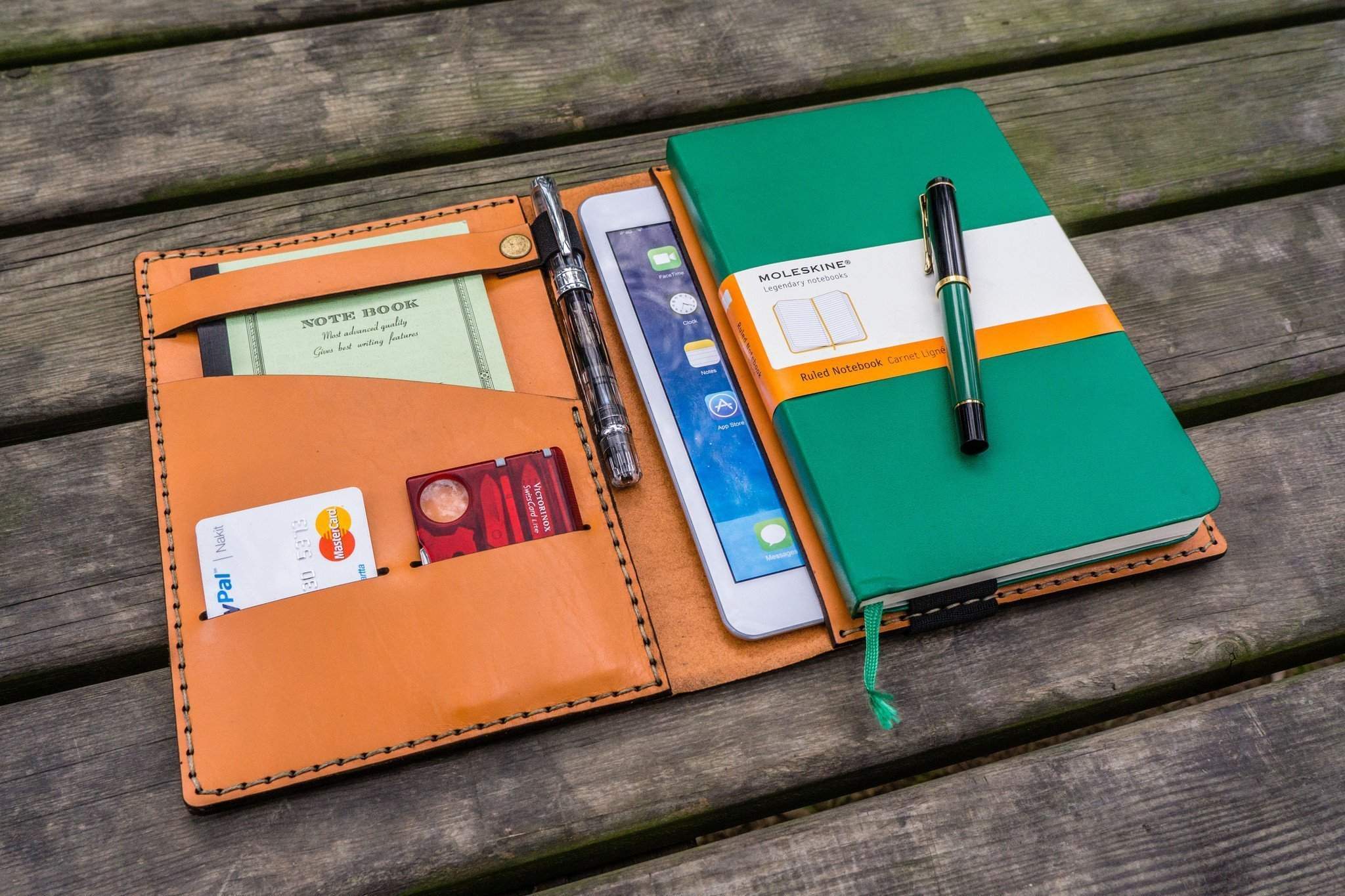 Leather Rhodia A5 Notebook & iPad Mini Cover - Navy Blue