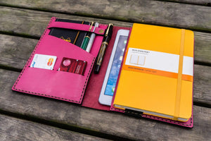 Leather Rhodia A5 Notebook & iPad Mini Cover - Pink-Galen Leather