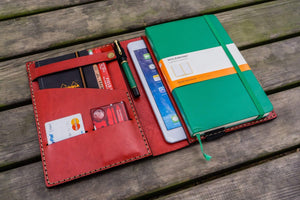 Leather Rhodia A5 Notebook & iPad Mini Cover - Red-Galen Leather