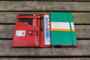 Leather Rhodia A5 Notebook & iPad Mini Cover - Red-Galen Leather