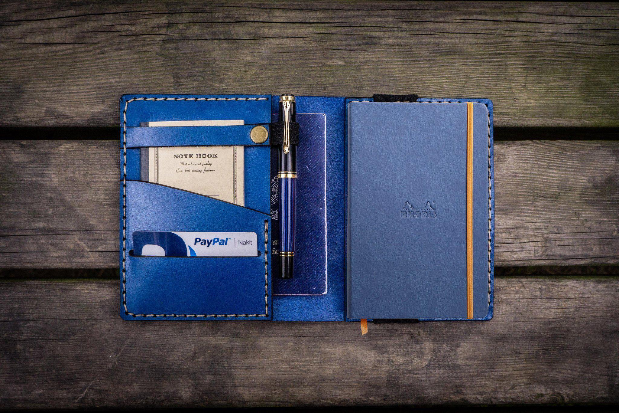 Leather Rhodia A5 Notebook & iPad Cover - Blue - Galen Leather