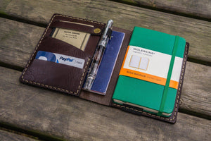 Leather Rhodia A6 Notebook Cover - Dark Brown-Galen Leather