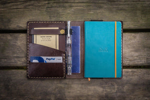 Leather Rhodia A6 Notebook Cover - Dark Brown-Galen Leather