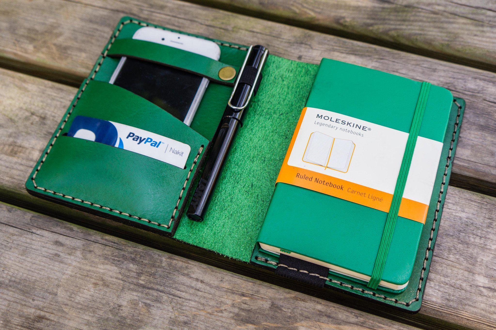 Leather Rhodia A6 Notebook Cover Green Galen Leather