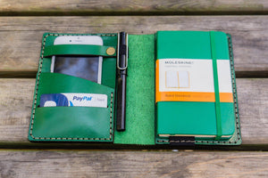 Leather Rhodia A6 Notebook Cover - Green-Galen Leather