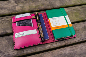 Leather Rhodia A6 Notebook Cover - Pink-Galen Leather