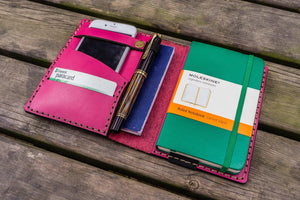 Leather Rhodia A6 Notebook Cover - Pink-Galen Leather