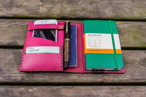 Leather Rhodia A6 Notebook Cover - Pink-Galen Leather