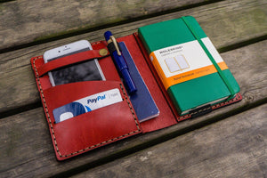 Leather Rhodia A6 Notebook Cover - Red-Galen Leather