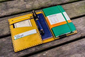 Leather Rhodia A6 Notebook Cover - Yellow-Galen Leather