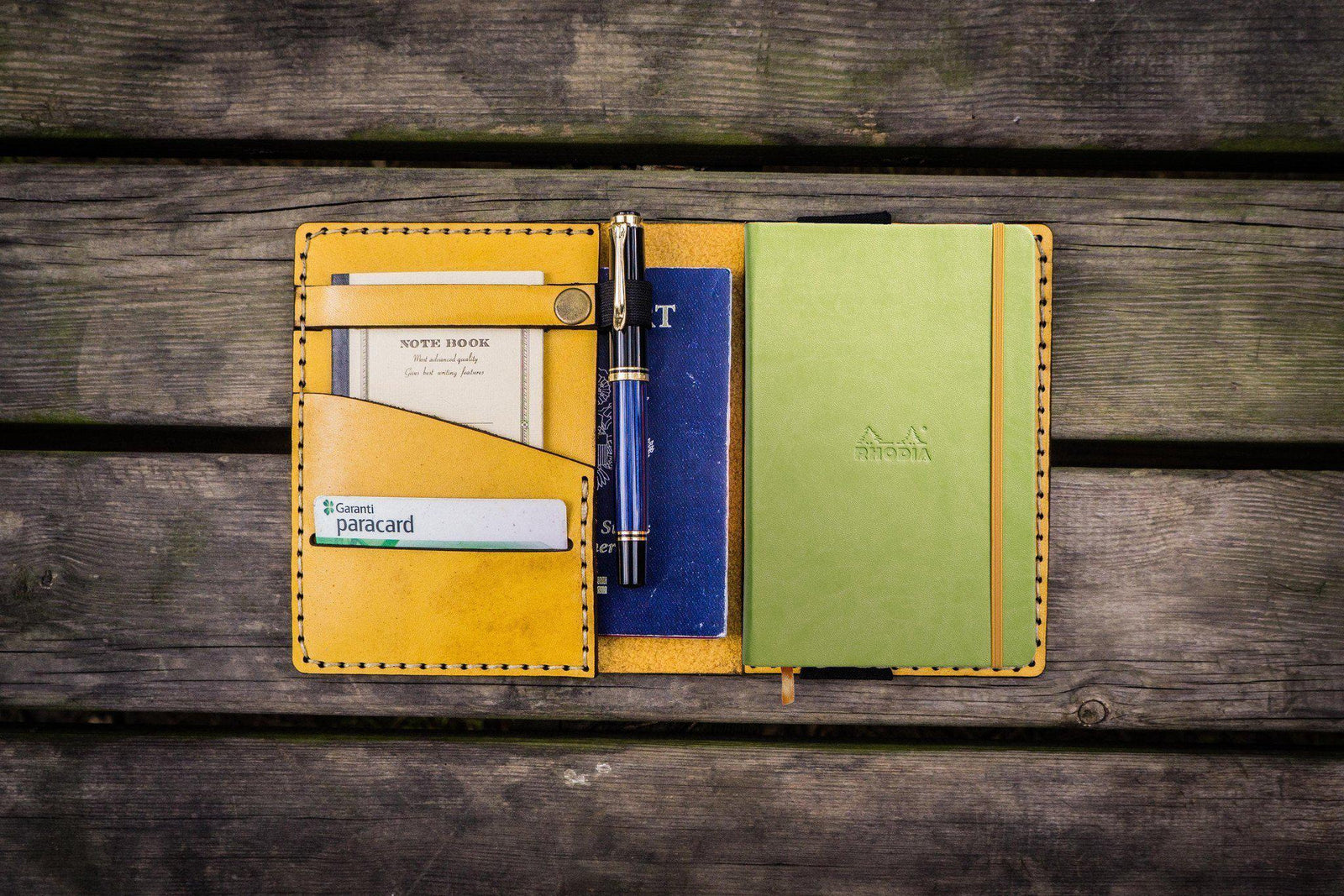 Leather Rhodia A6 Notebook Cover - Yellow-Galen Leather