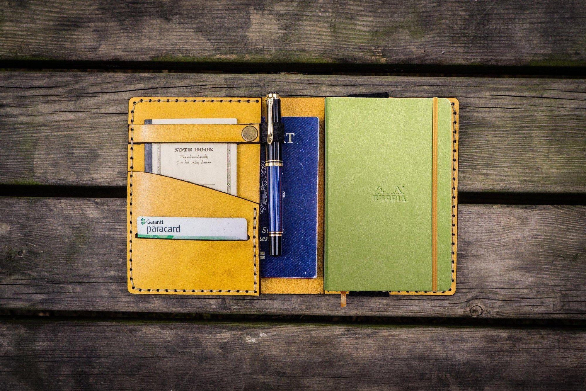 Leather Rhodia A6 Notebook Cover - Yellow-Galen Leather