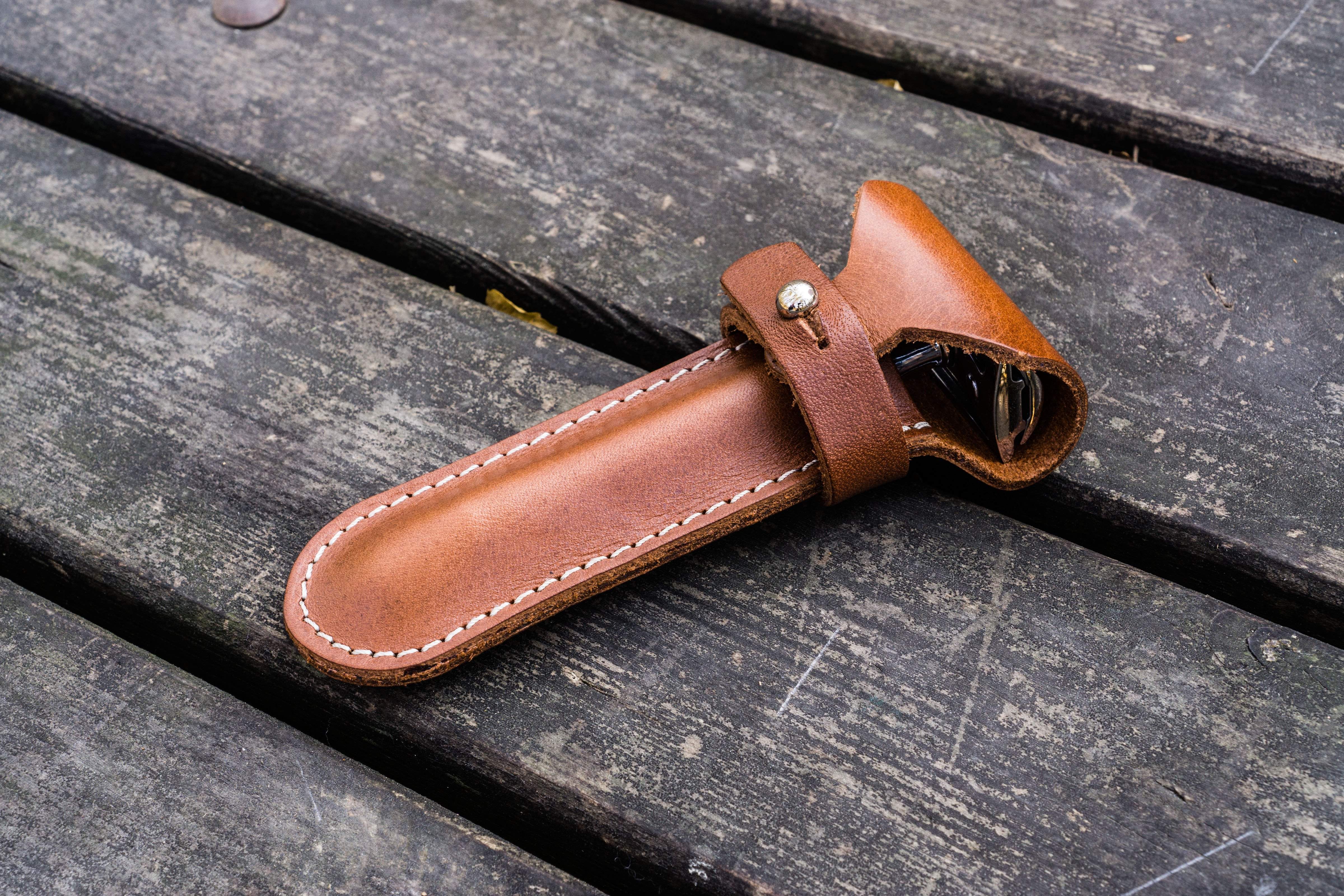 Brown Leather Safety Razor Case - Galen Leather
