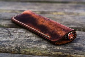 Leather Single Fountain Pen Case / Pen Pouch - Crazy Horse Orange-Galen Leather