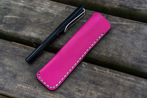 Leather Single Fountain Pen Case / Pen Pouch - Pink-Galen Leather