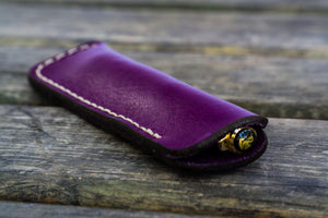 Leather Single Fountain Pen Case / Pen Pouch - Purple-Galen Leather
