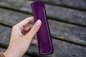 Leather Single Fountain Pen Case / Pen Pouch - Purple-Galen Leather
