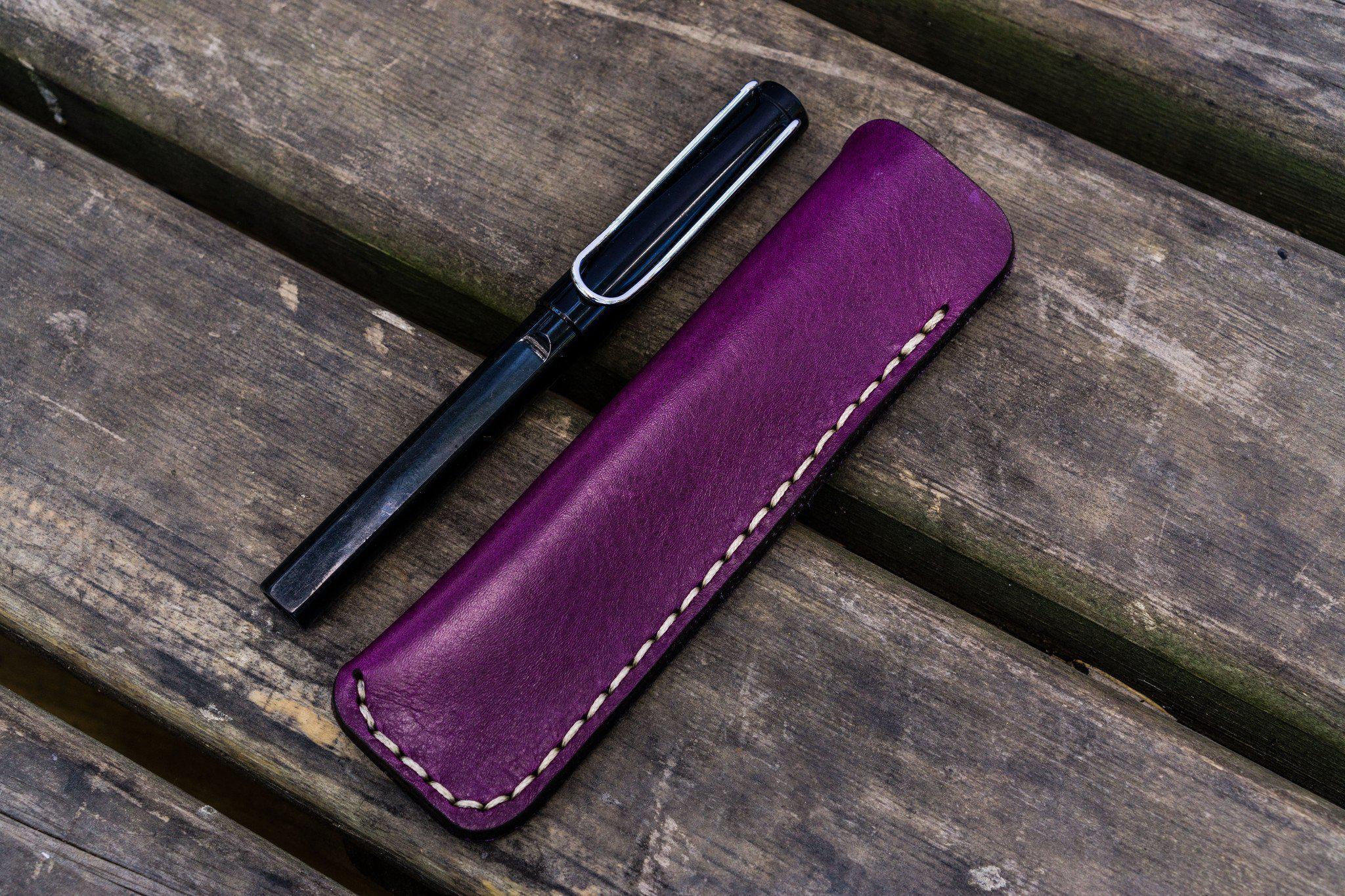 Leather Single Fountain Pen Case/Pouch Purple Galen Leather