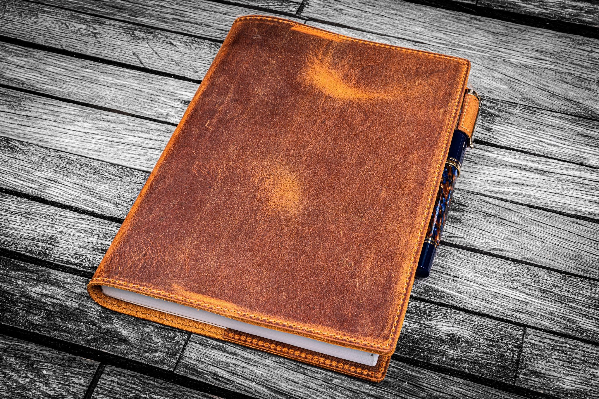 Leather Slim A5 Notebook Planner Cover Crazy Brown Galen Leather