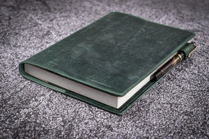 Leather Slim A5 Notebook / Planner Cover - Crazy Horse Forest Green-Galen Leather