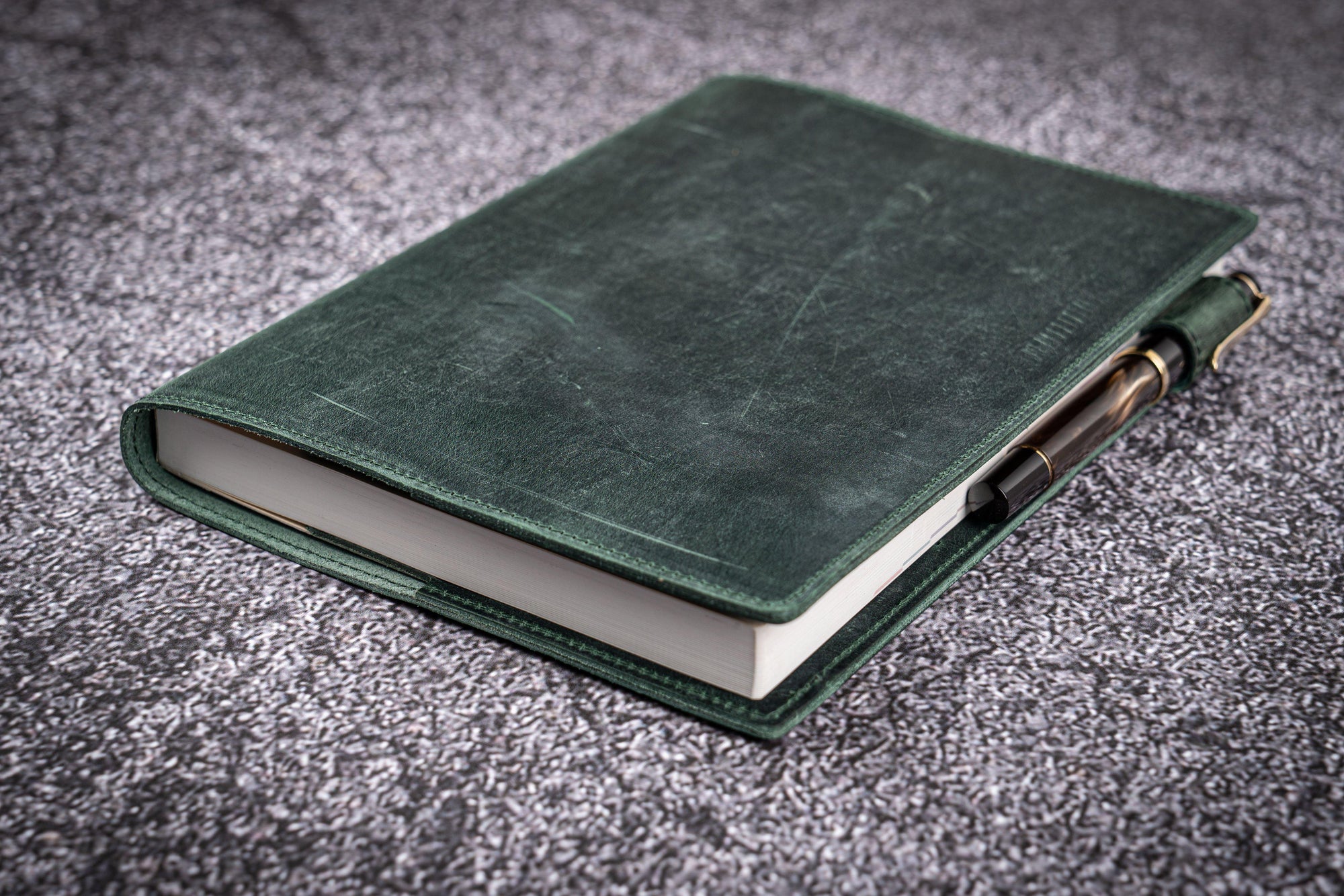 Leather Slim B6 Notebook / Planner Cover - Crazy Horse Forest Green