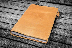 Leather Slim A5 Notebook / Planner Cover - Crazy Horse Honey Ochre-Galen Leather
