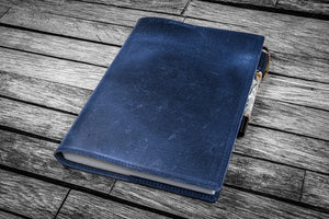 Leather Slim A5 Notebook / Planner Cover - Crazy Horse Navy Blue-Galen Leather